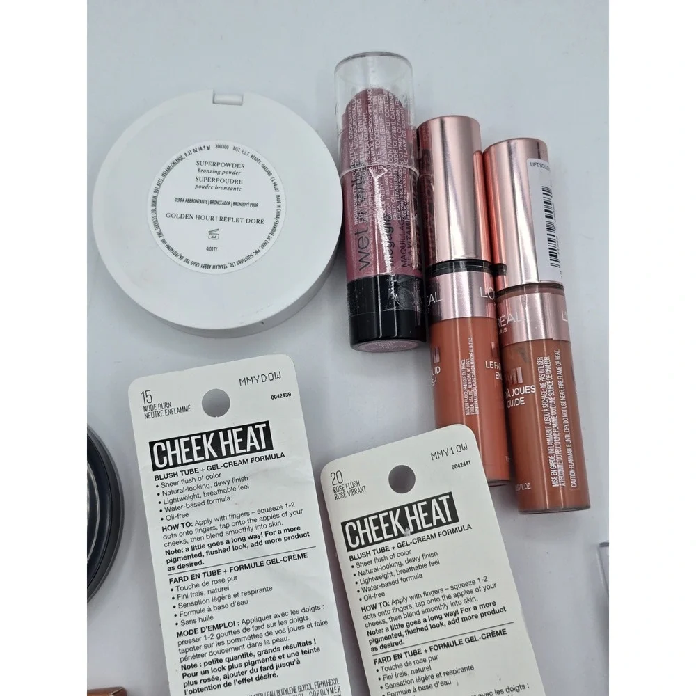 9 Lot Assorted Lipstick Blush Foundation Make-Up Products Mixed Brands-Some Open